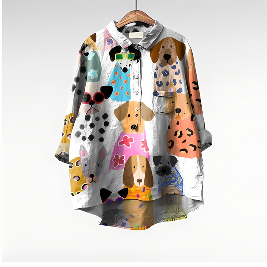 Eyden - Artistic women's long-sleeve blouse