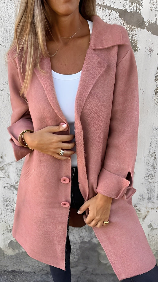 Meridith - Damenmantel mit langem, stilvollem Reverskragen