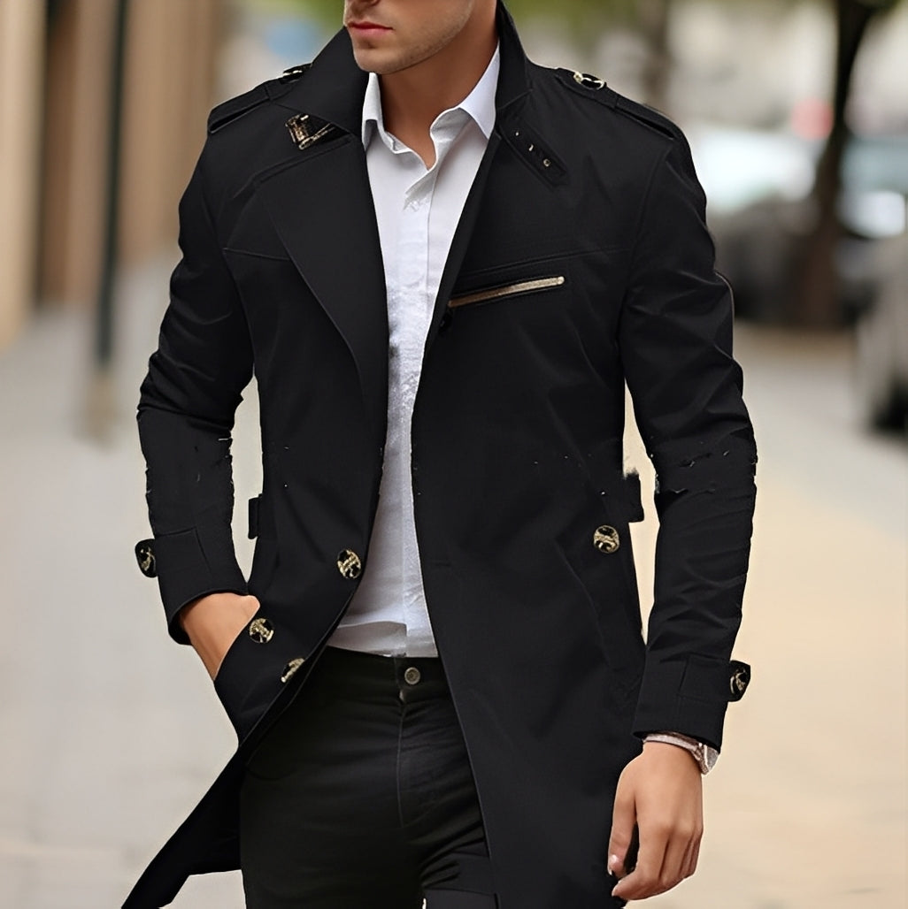 Kendrick - Stylish men's trench coat with lapel collar
