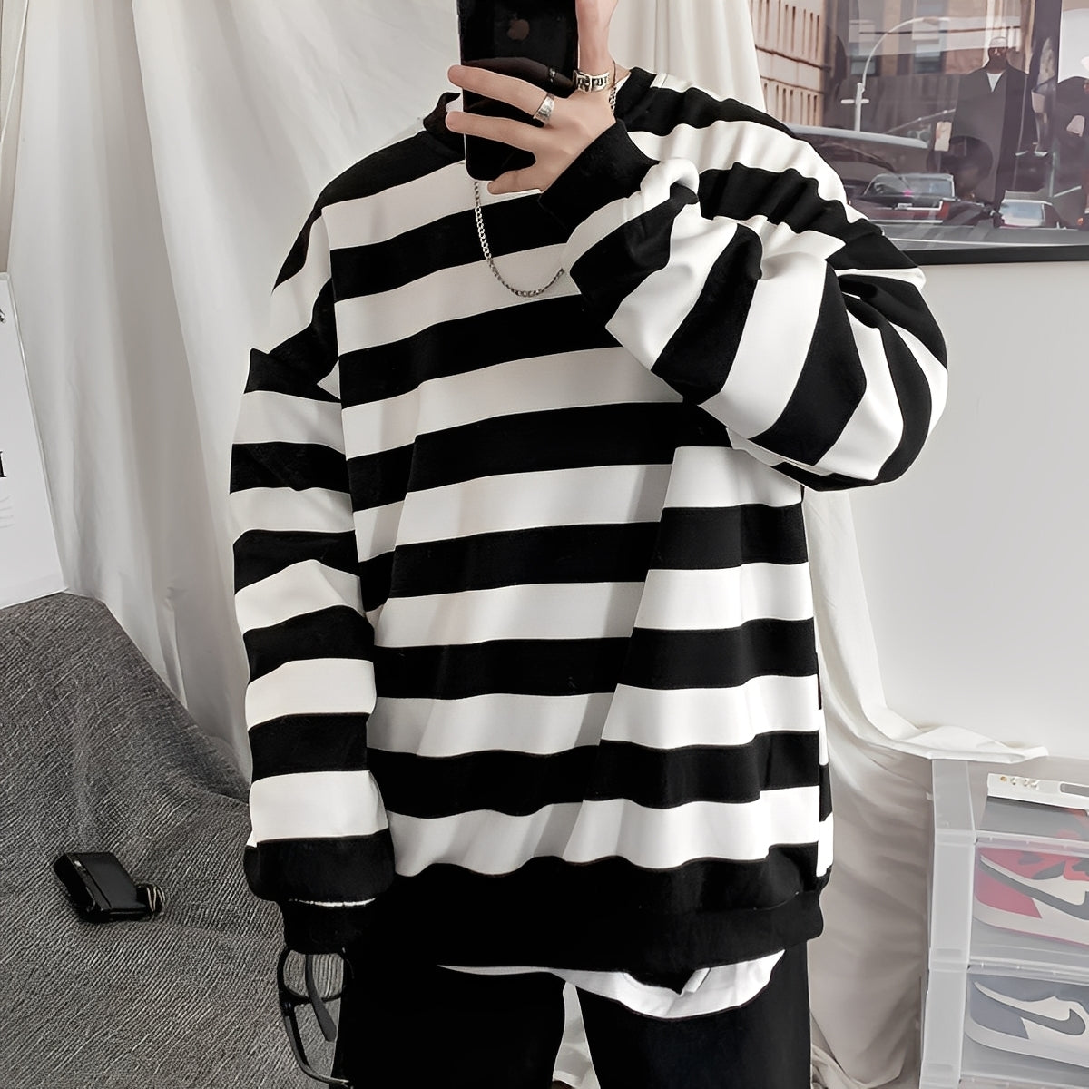 Christian - men's oversized sweater with stripes