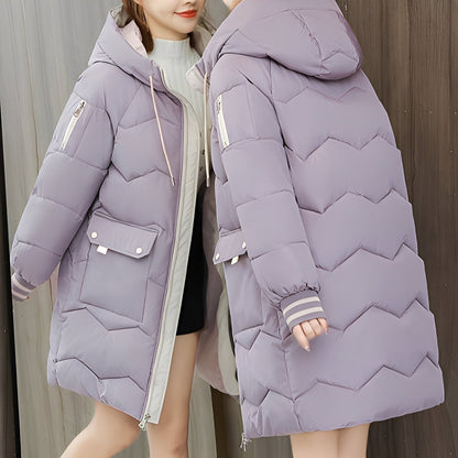 Catherine - Modern long down jacket with hood for women