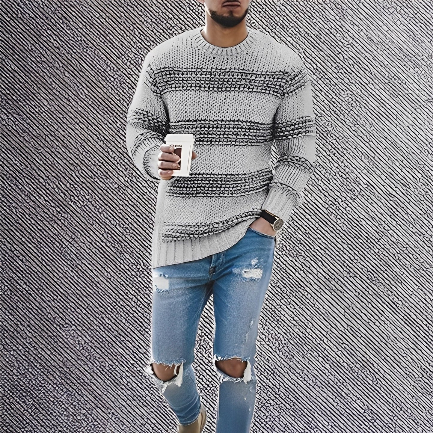 Kenzo - men's sweater with gentle stripes