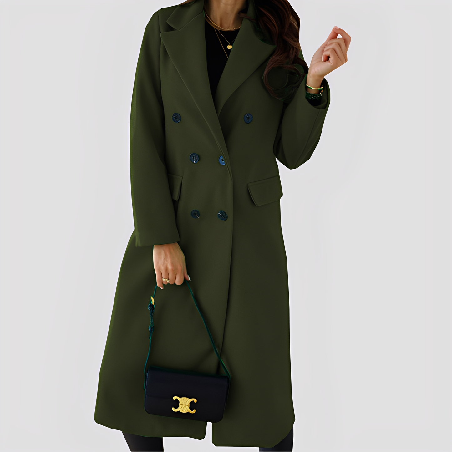 Jasmin - Stylish women's coat with double button placket