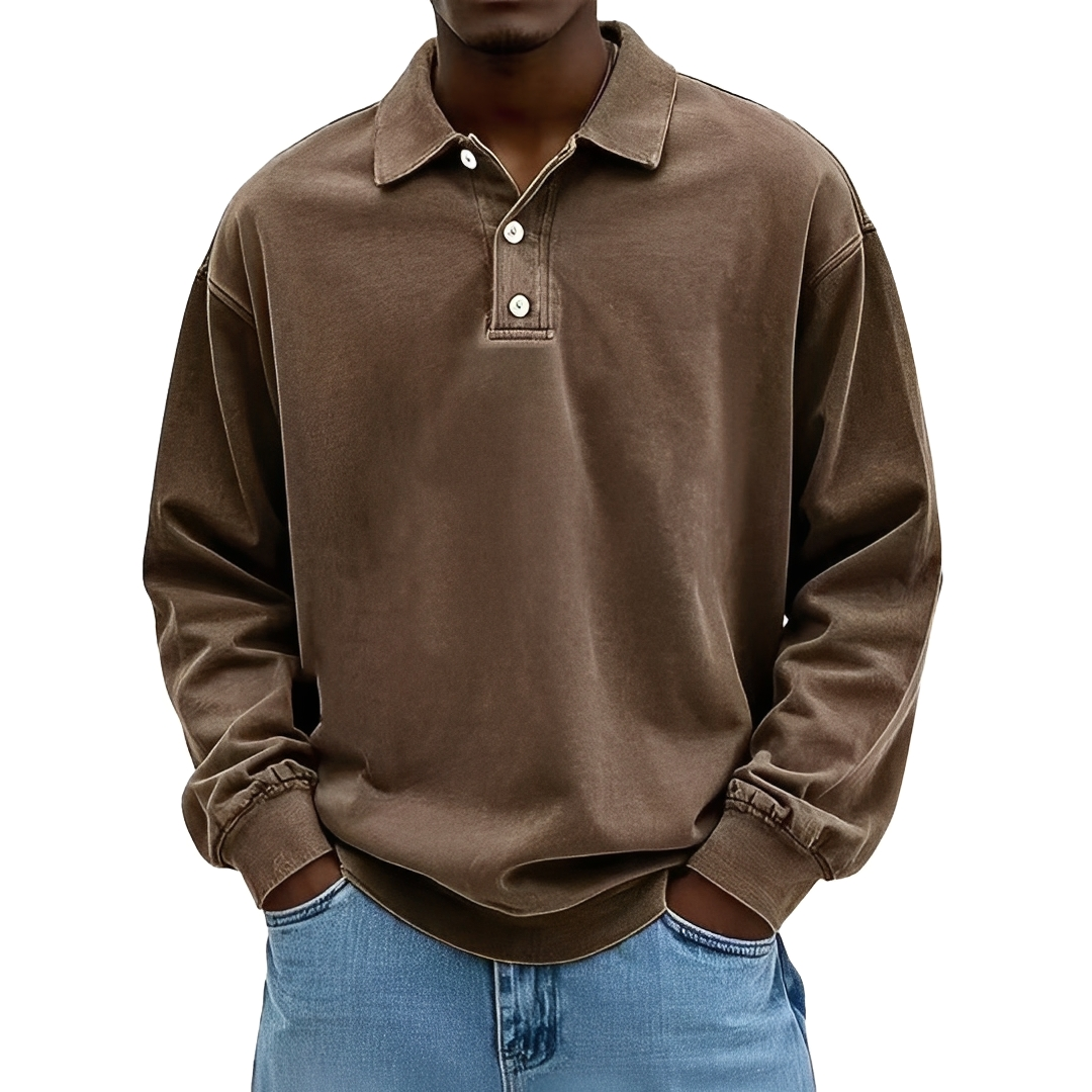 Lothaire - Vintage long-sleeve polo for men