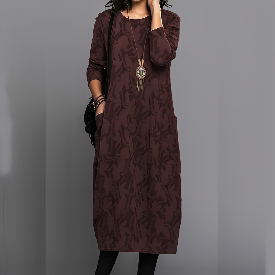 Sébastienne - Light Winter Dress with Round Neckline for Women