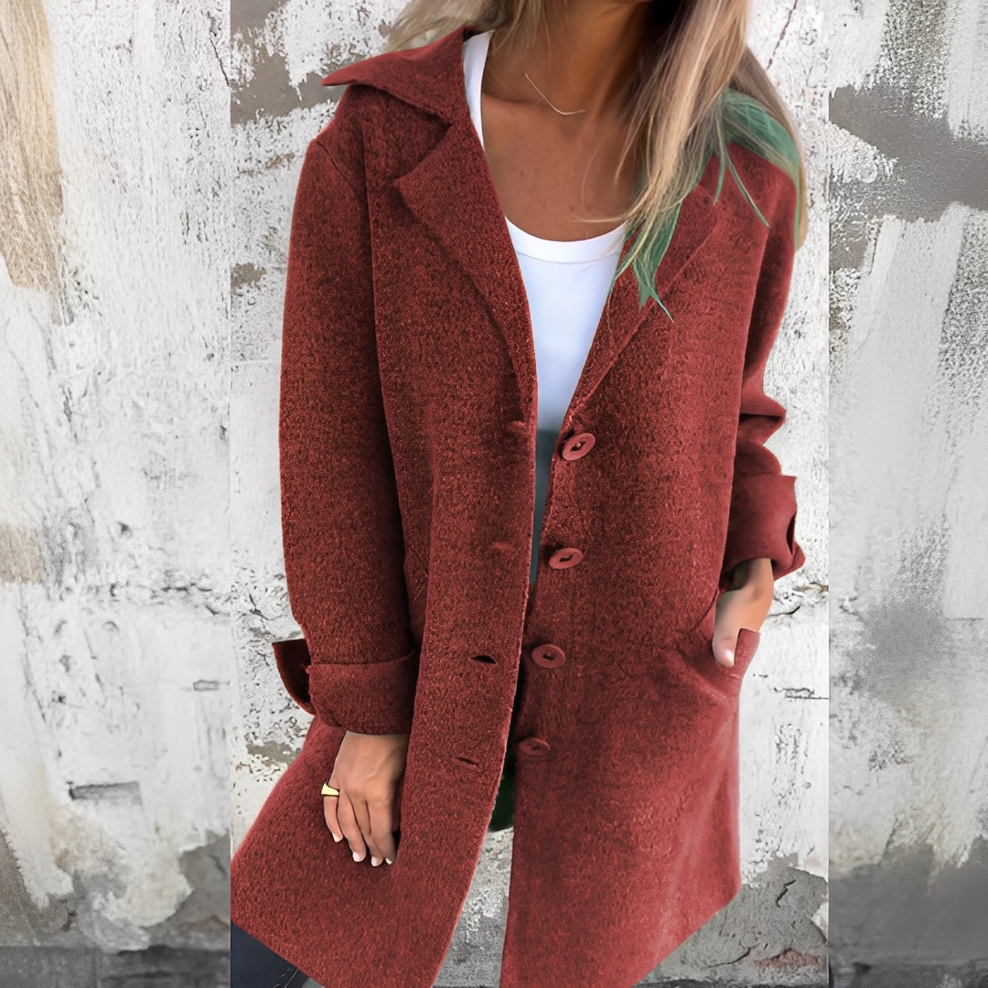 Odile - Long, casual women's coat with lapels
