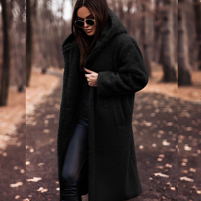 Lucette - winter coat with faux fur hood for women