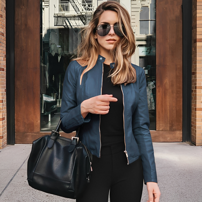 Lysiane - Stylish winter leather jacket for women