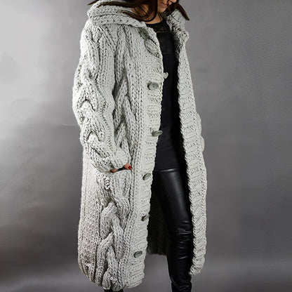 Arielle - Stylish and casually cut long wool cardigan for women