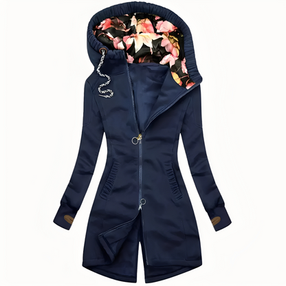 Marie - Fashionable women's hooded jacket with floral pattern