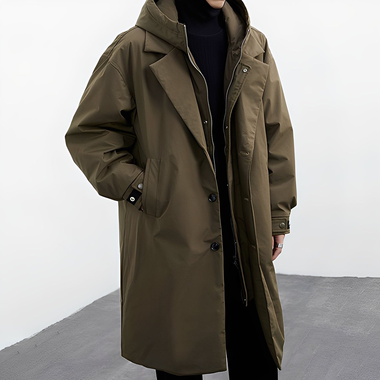 Jordon - long, versatile men's coat with hood