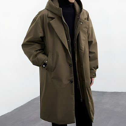 Jordon - long, versatile men's coat with hood