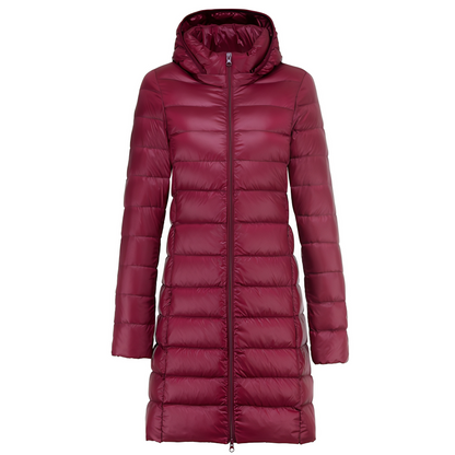 Charlotte -  Stilvolle lange Daunenjacke mit Kapuze für Damen