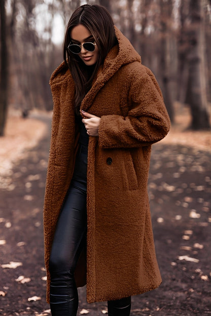 Ellianna - Elegant long women's coat with hood