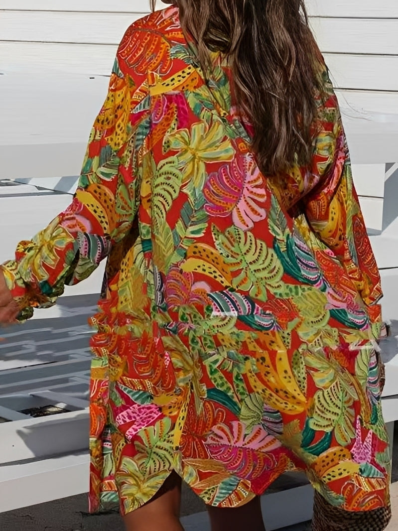 Montes - Kleid mit floralem Muster und Knöpfen