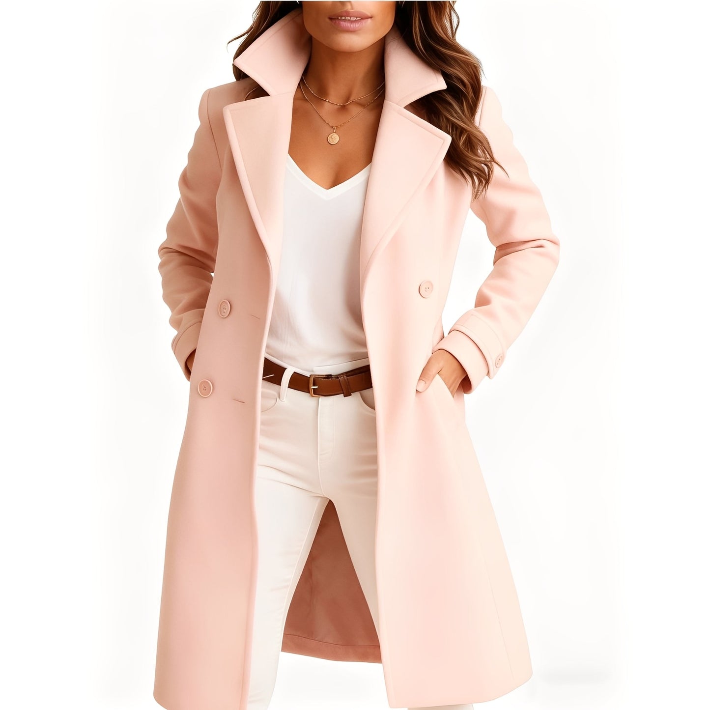 Camille - Elegant coat with single-breasted design and pockets for women