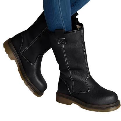 Alexia - women's leather boots in vintage look with fur lining