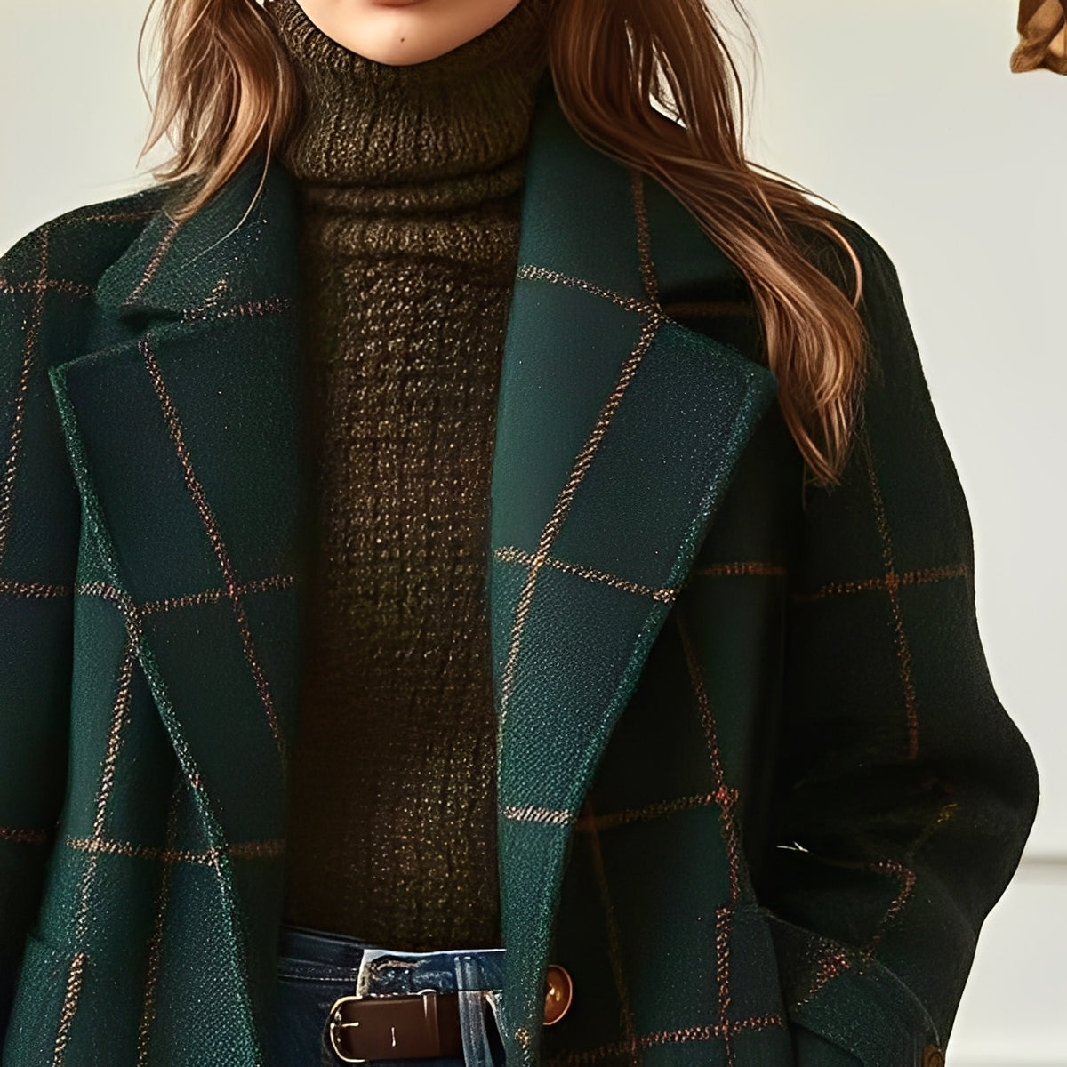 Moriah - Classic women's tweed coat with check pattern