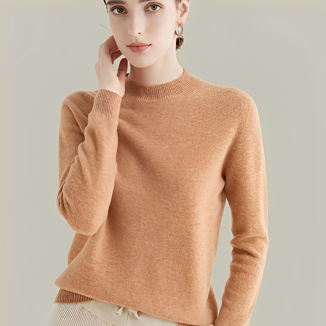 Martine - Wool Slim Fit Sweater with High Collar for Women