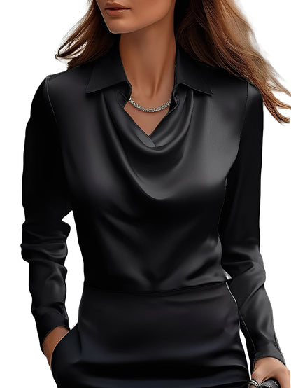 Dionne - Elegant Satin Blouse for Women with Long Sleeves