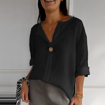 Noémie - Women's blouse with V-neckline