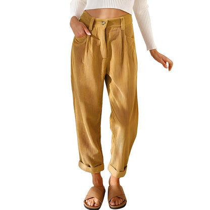 Hannah - Comfortable women's corduroy pants with high waist