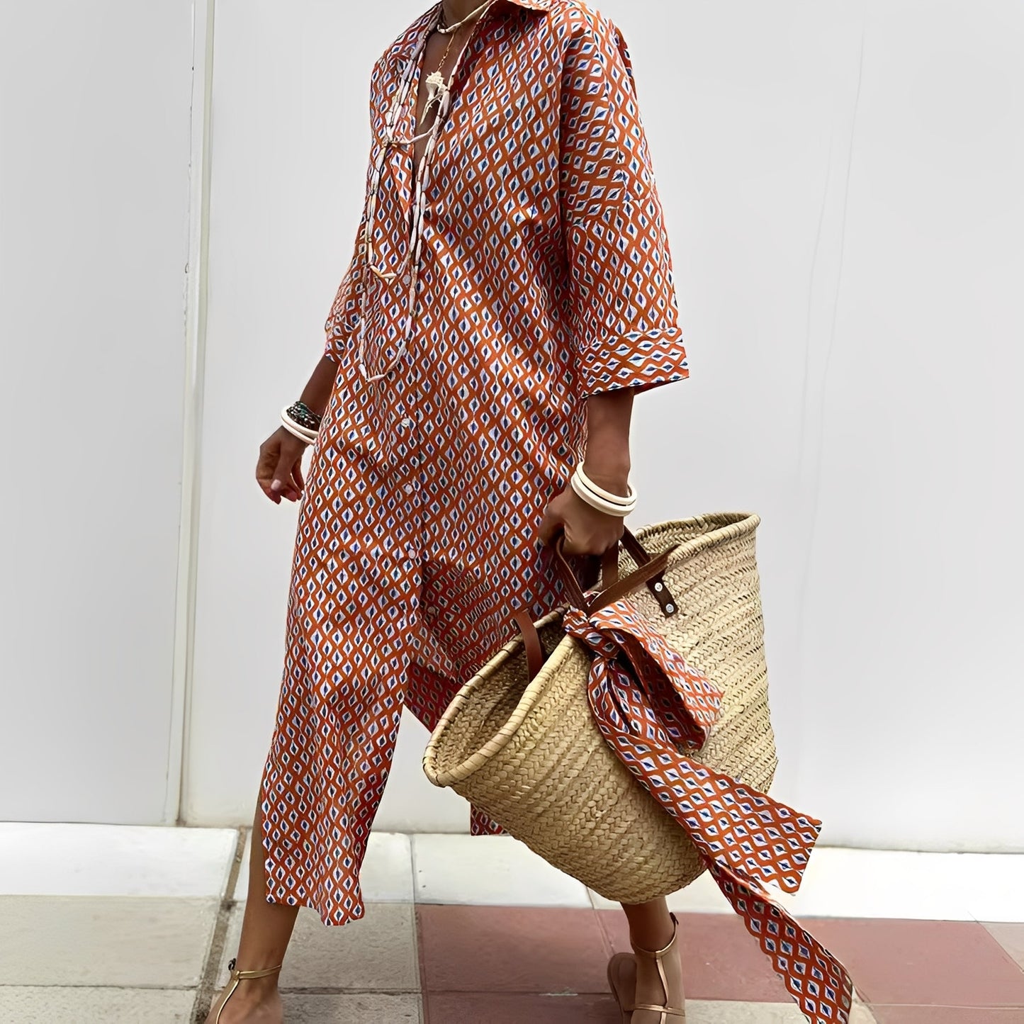 Paulette - Classic Striped Women's Shirt Dress