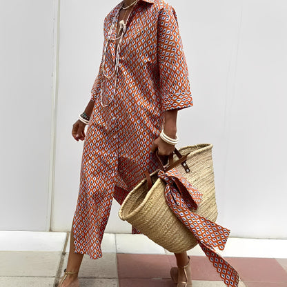 Paulette - Classic Striped Women's Shirt Dress