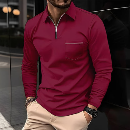 Florent - long-sleeve polo for men with zipper