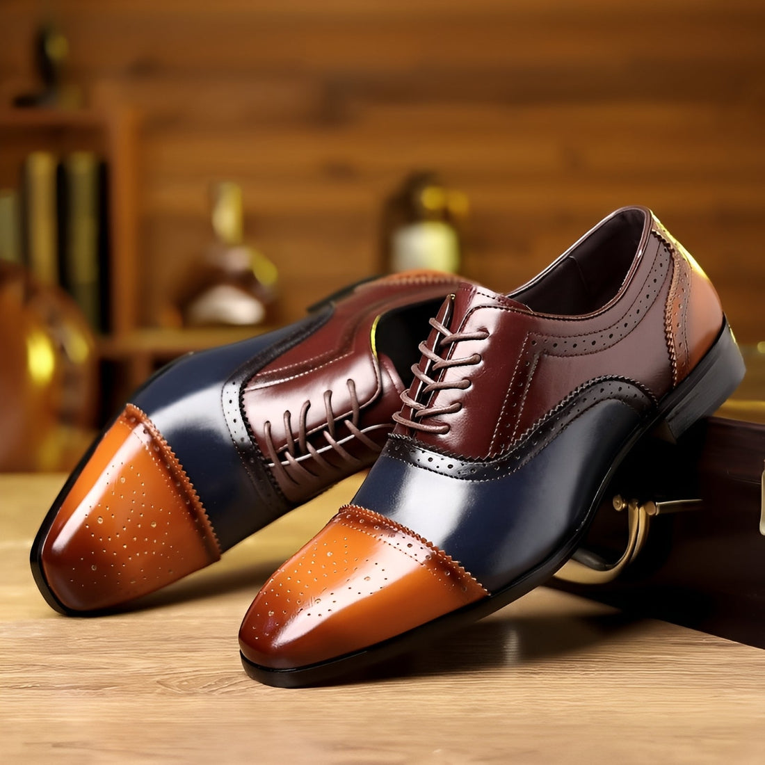 Ronan - Retro-Herrenschuhe mit spitzer Form