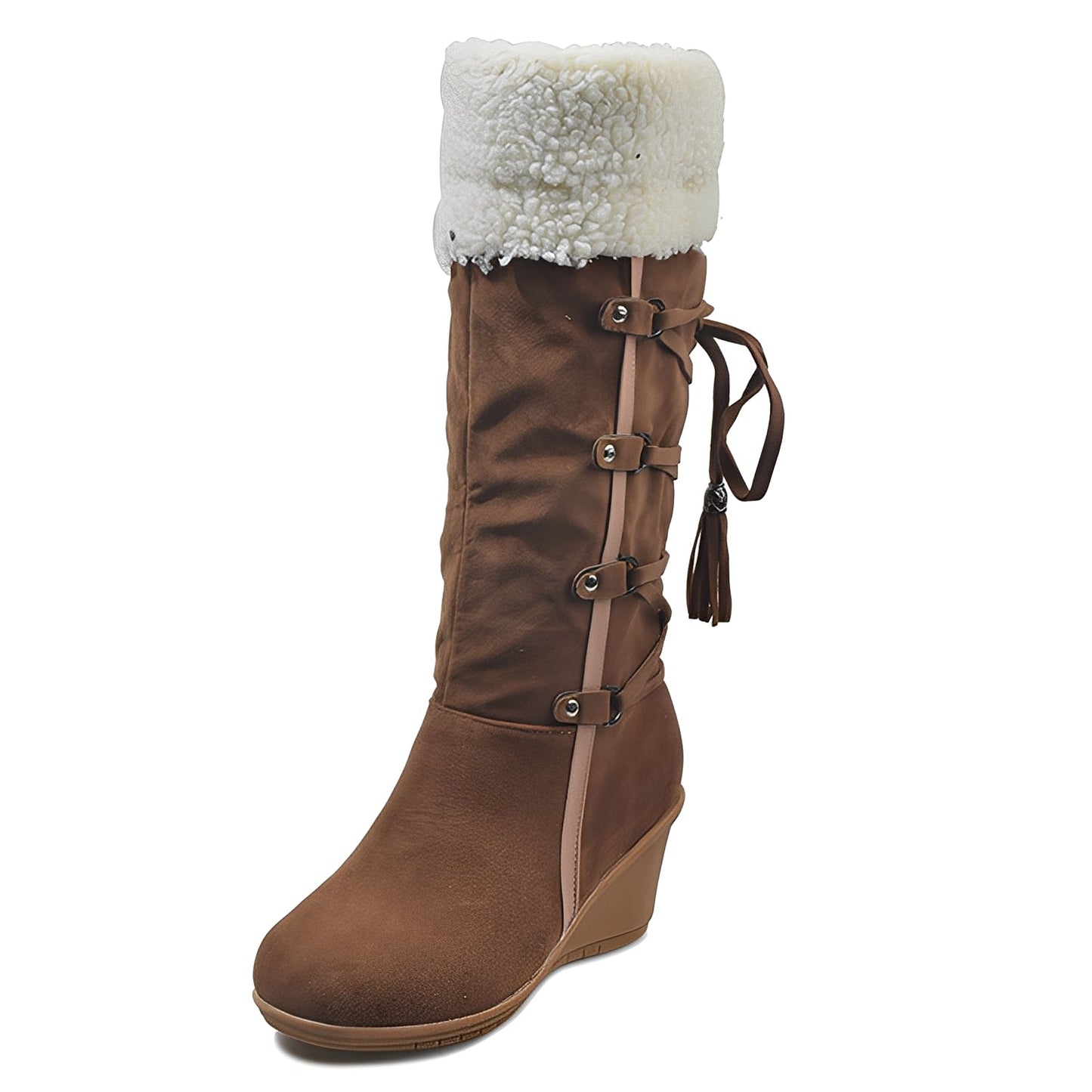 Maria - Fashionable women's boots with fur lining and wedge heel