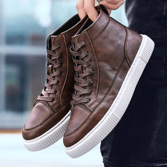 Albert - Casual high-top leather sneakers for men