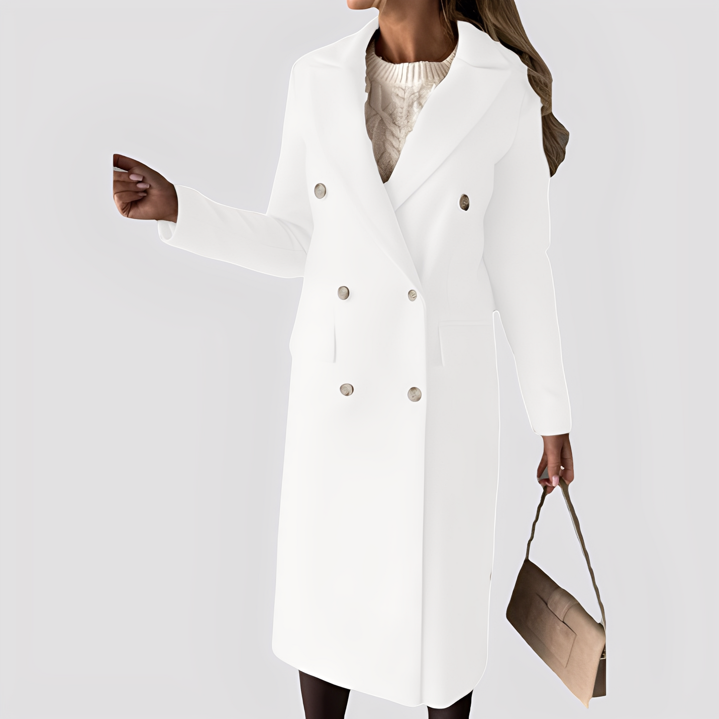 Jasmin - Stylish women's coat with double button placket