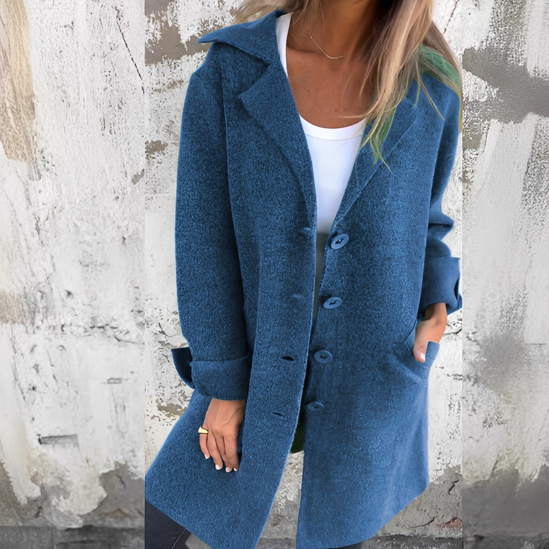 Odile - Long, casual women's coat with lapels