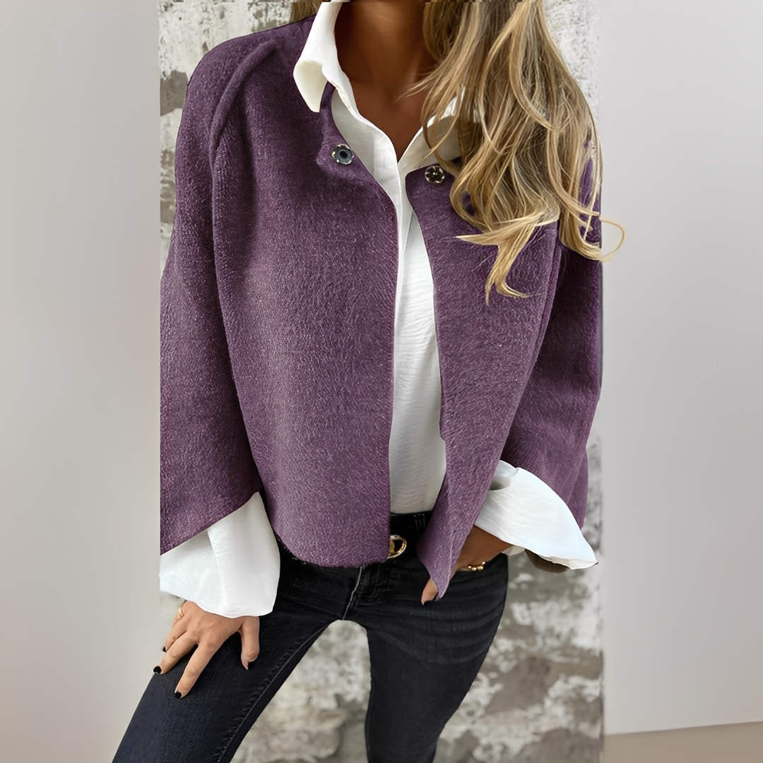 Noélie - Women's wool coat with round neckline