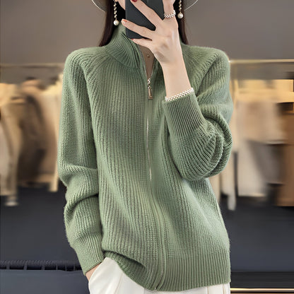 Margaret - wool knit jacket for women with zipper