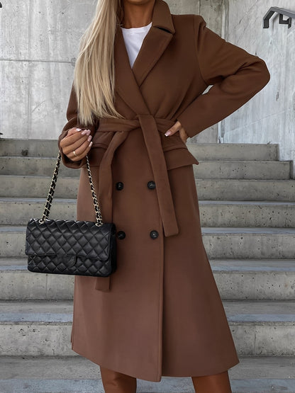 Evelyn - Elegant women's double-breasted coat with long lapel