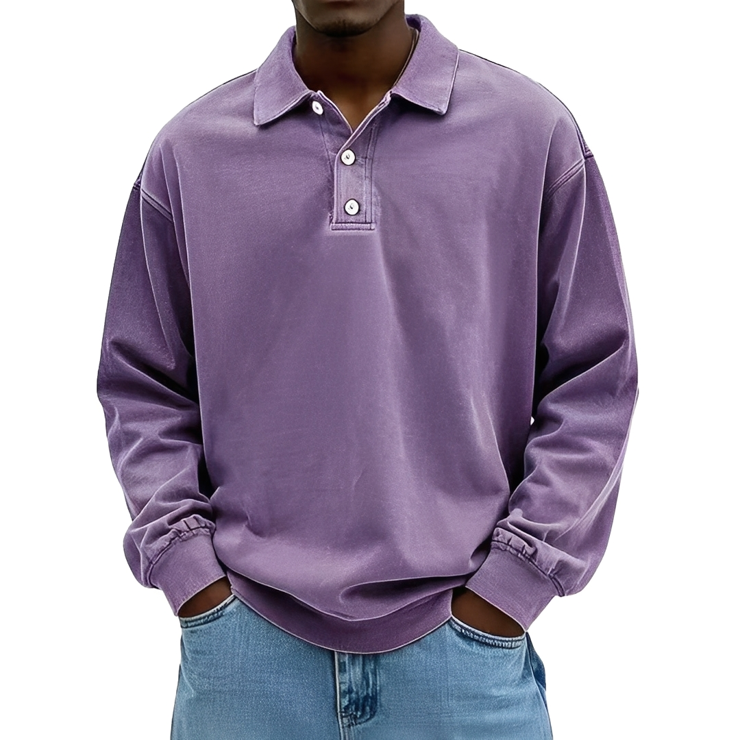 Lothaire - Vintage long-sleeve polo for men