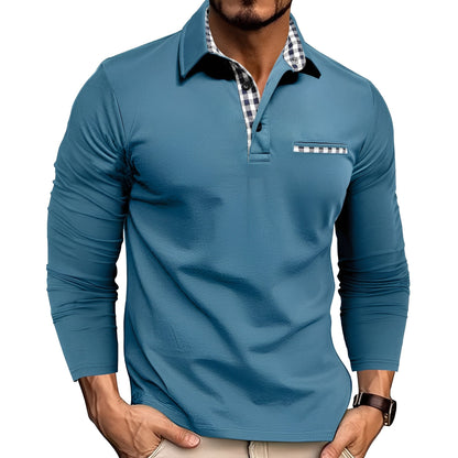 Maxence - Men's Long Sleeve Polo Shirt in Simple Design