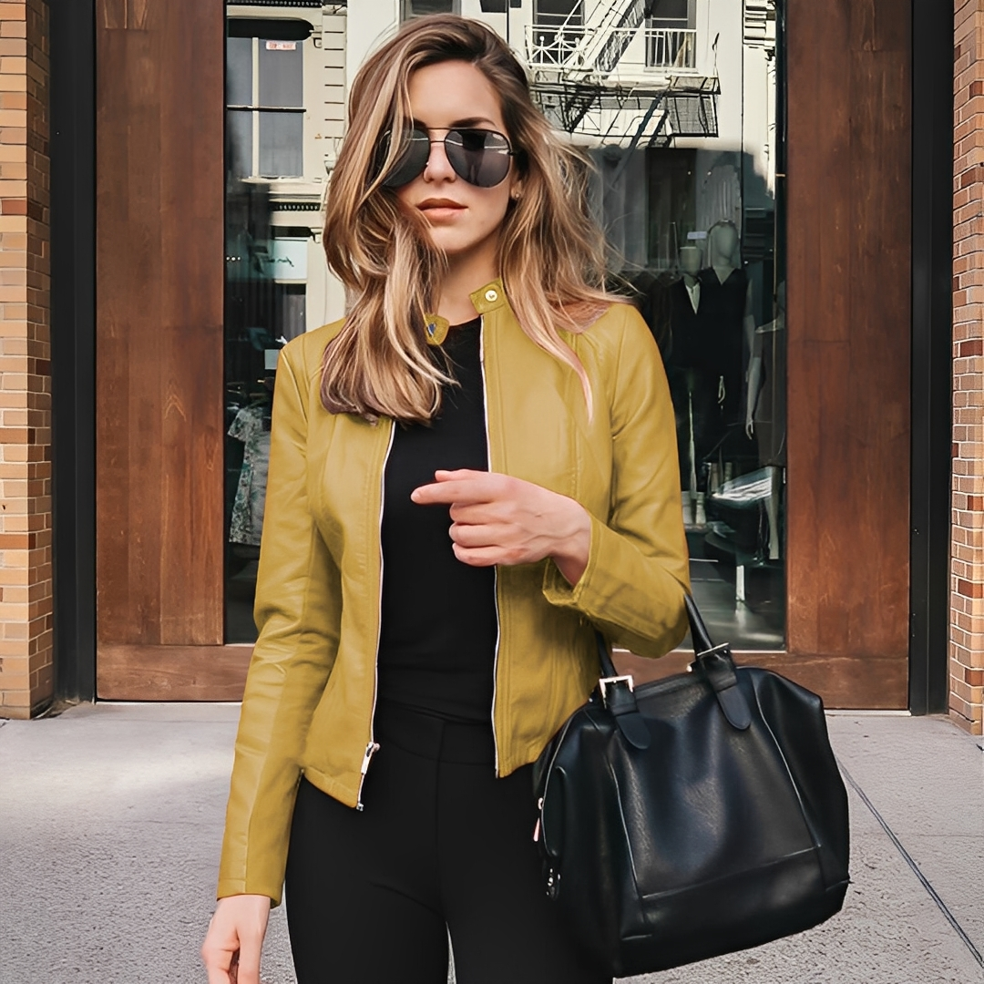 Lysiane - Stylish winter leather jacket for women