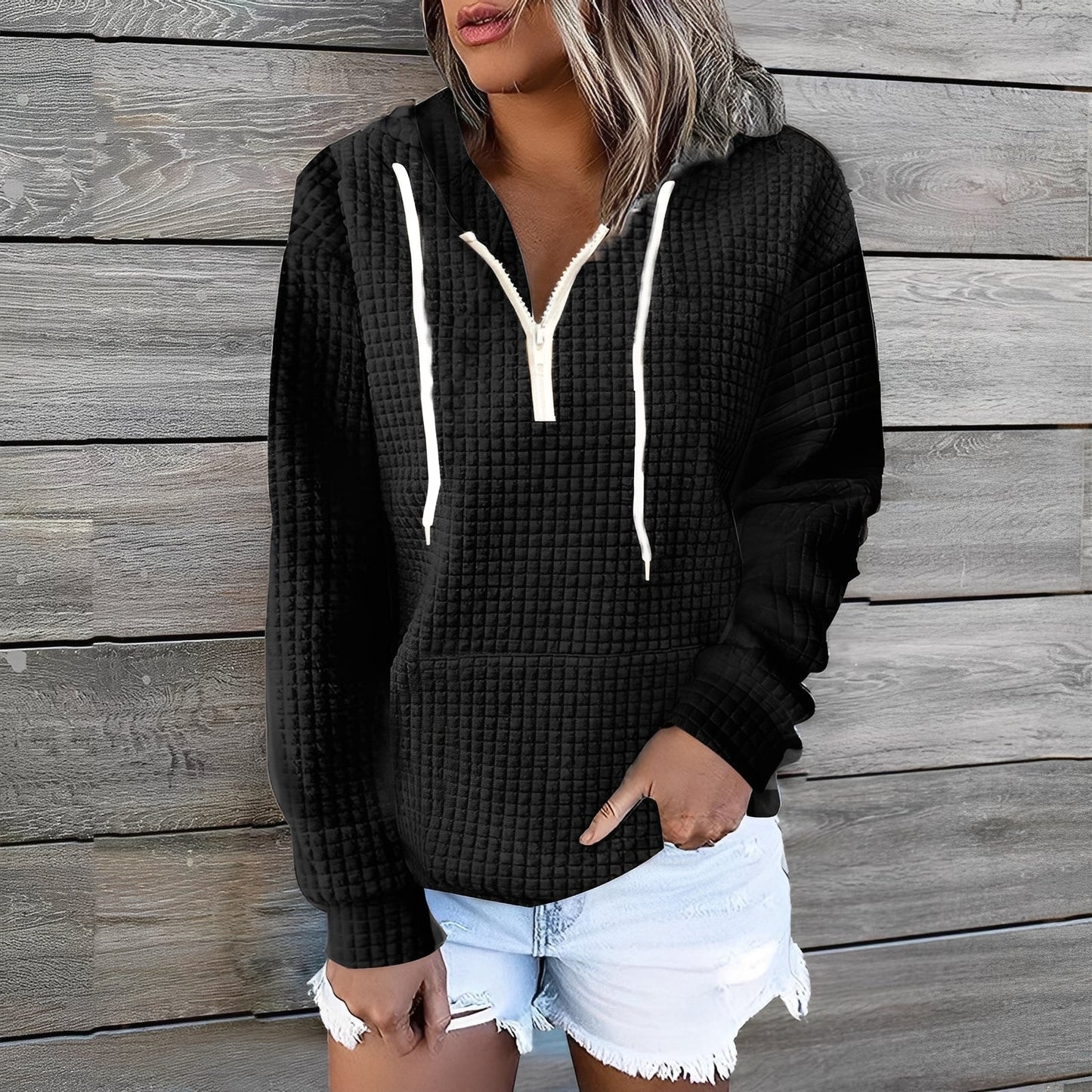 Amanda - Stylish Women's Waffle Hoodie