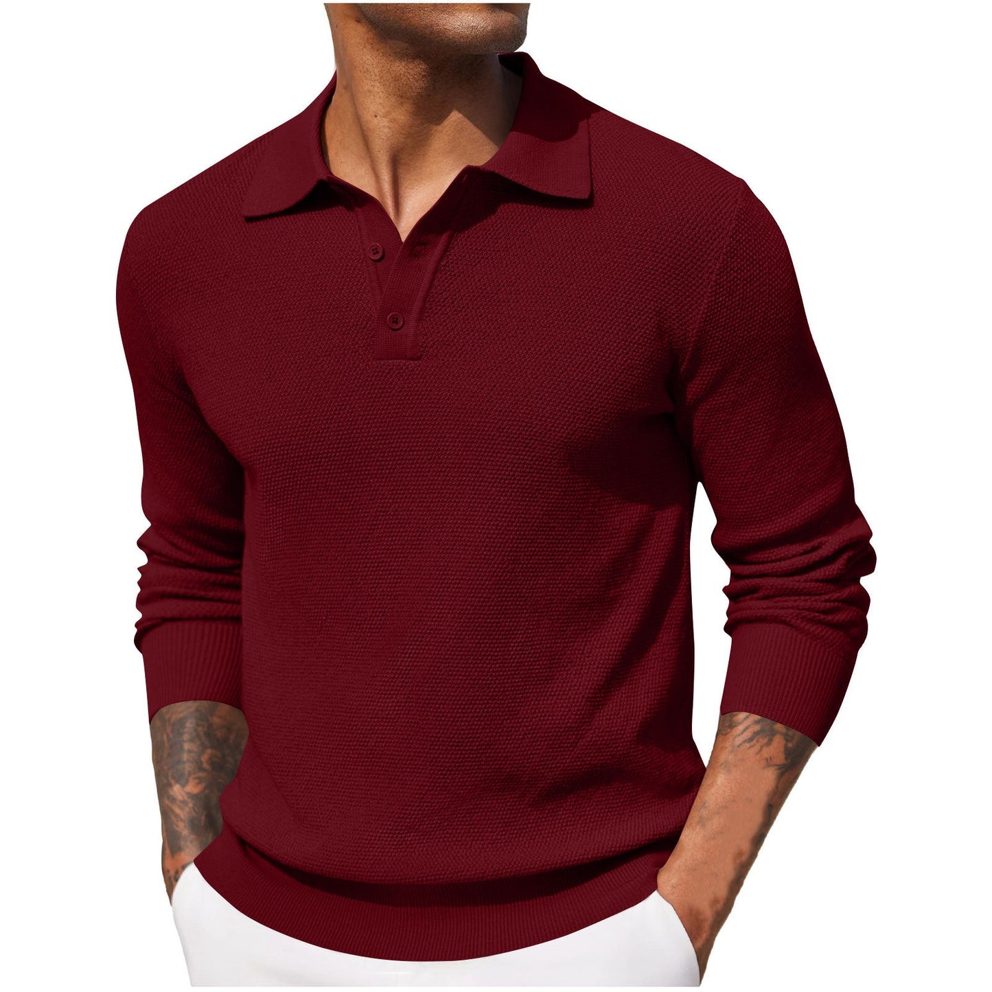 Jerrod - Stylish men's long-sleeve polo shirt