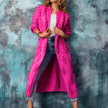 Nancy - Fashionable long women's cardigan with tassels