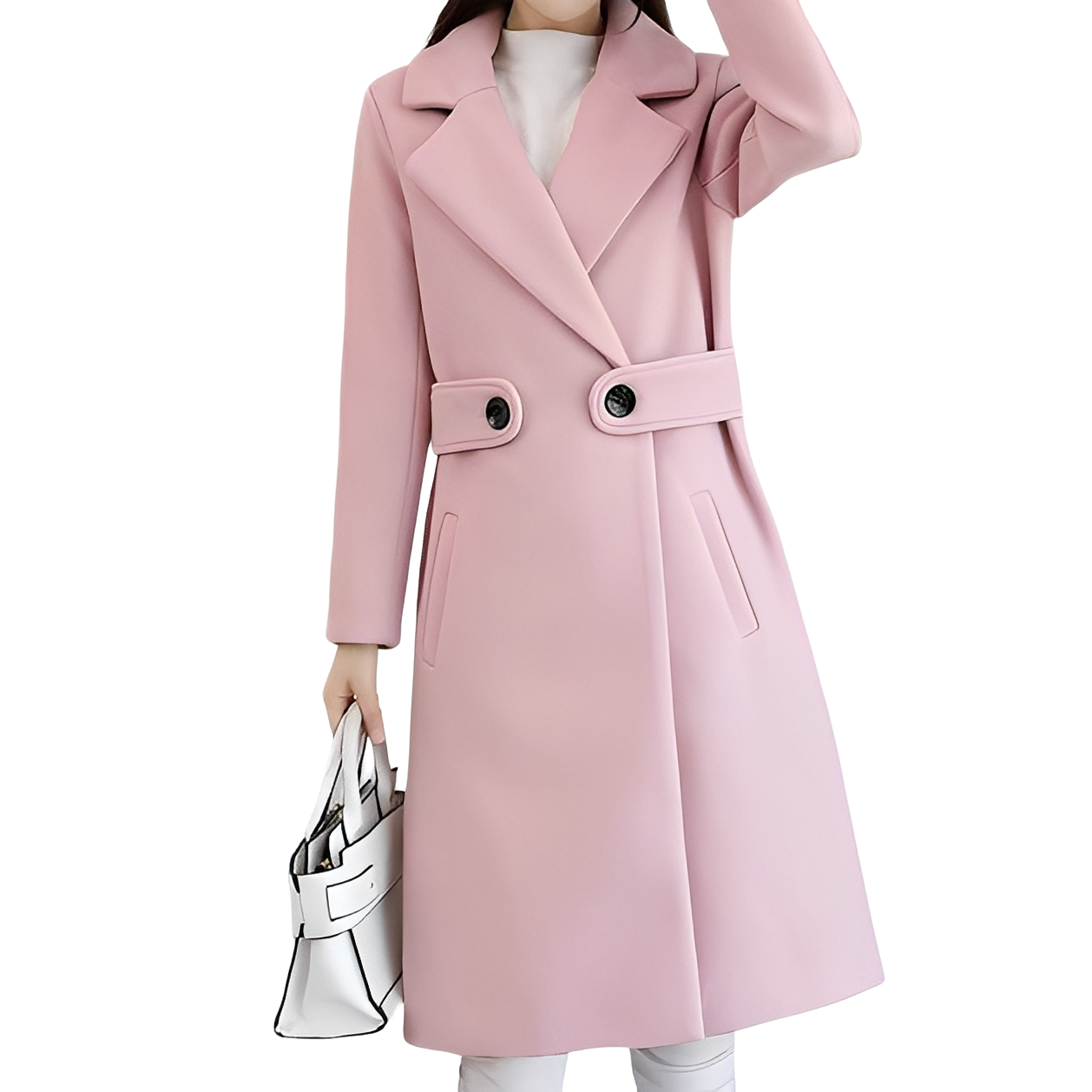 Kaylie - Elegant women's coat made of wool, knee-length