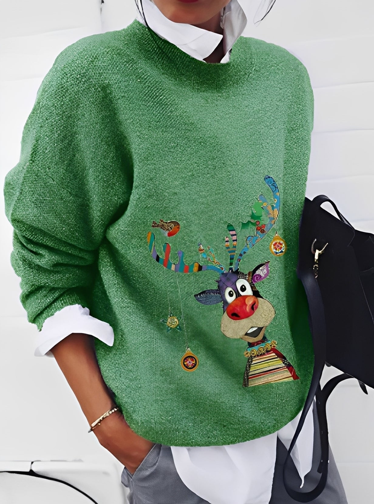 Milly - women's sweater in a modern, loose cut with pattern