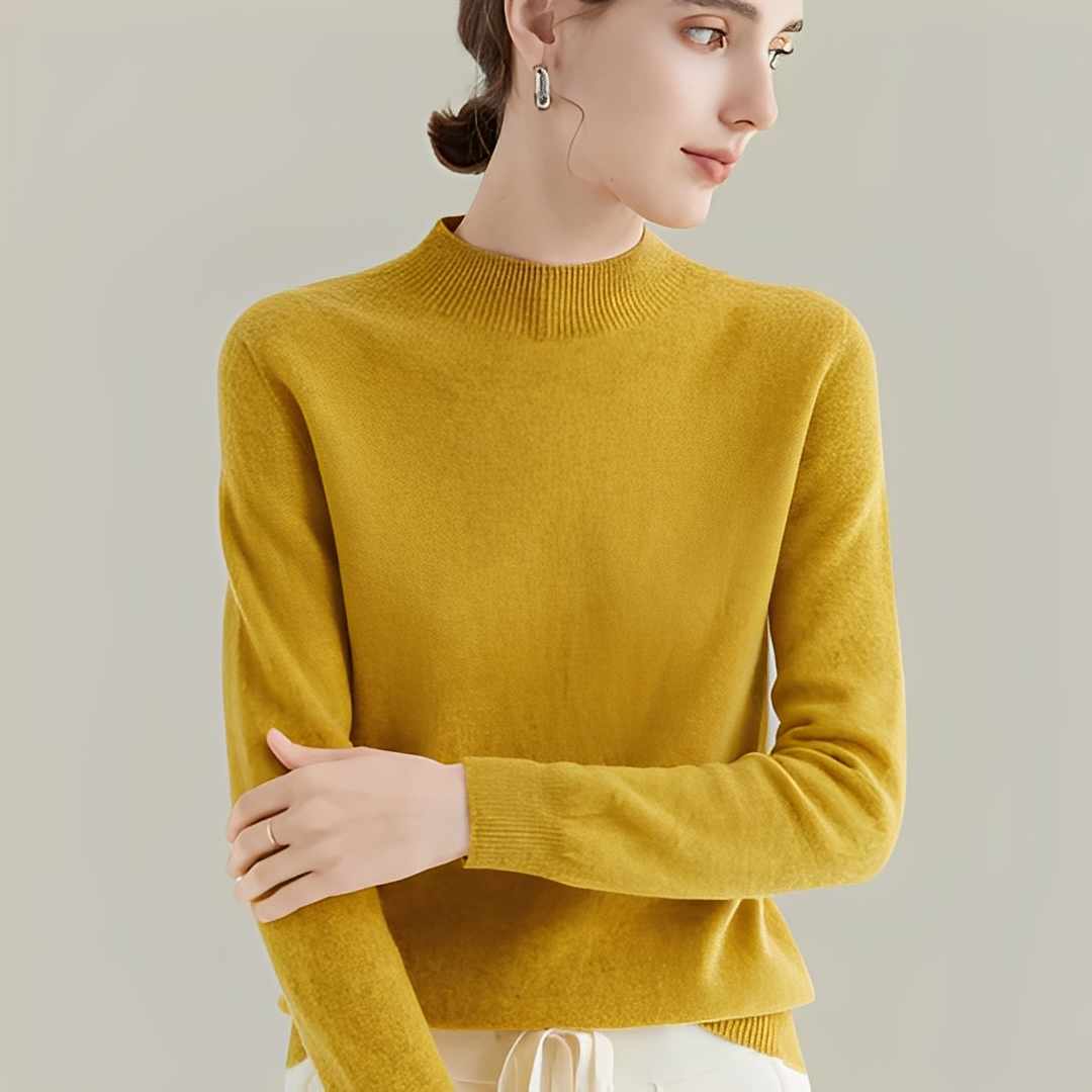 Martine - Wool Slim Fit Sweater with High Collar for Women