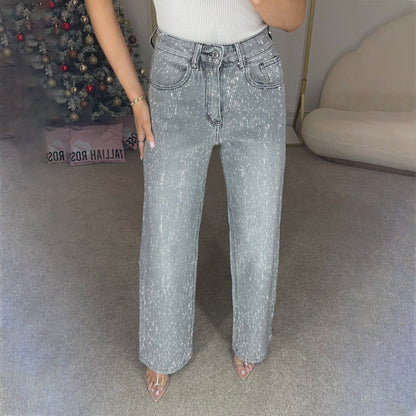 Hanna - Stylish, sparkling jeans with straight cut for women