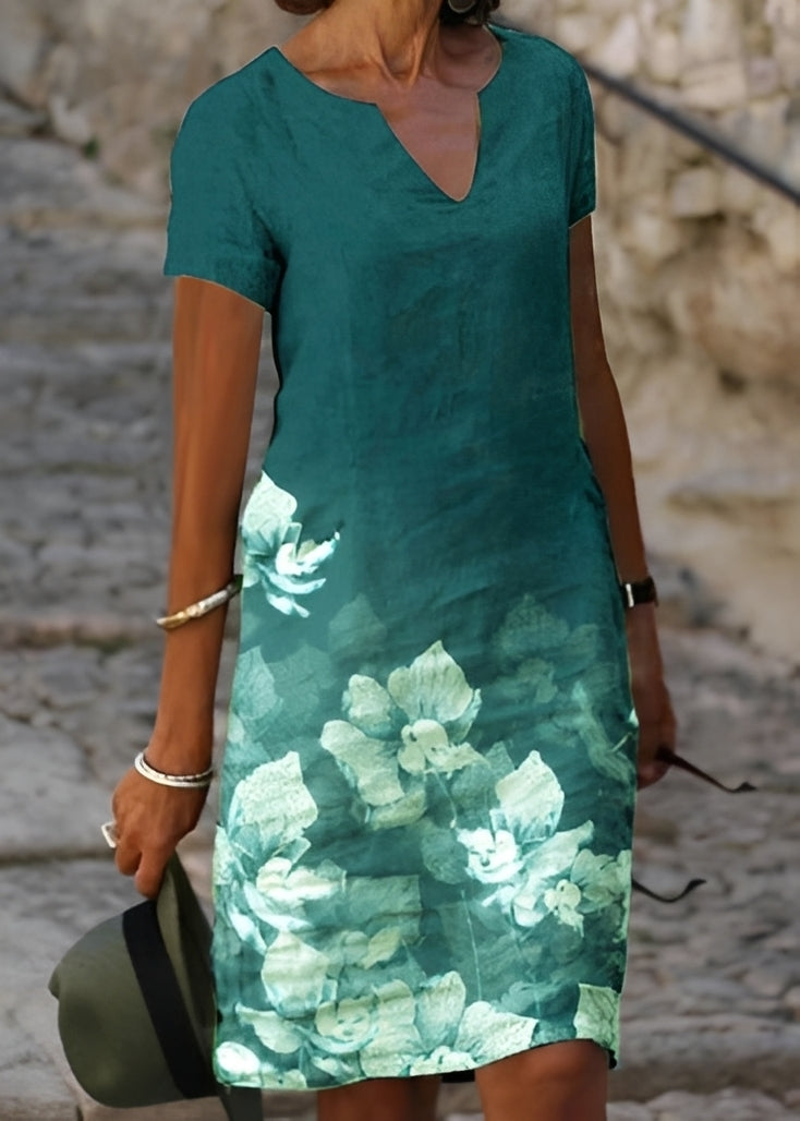 Kristina - Elegantes, blumiges Kurzarmkleid für Damen