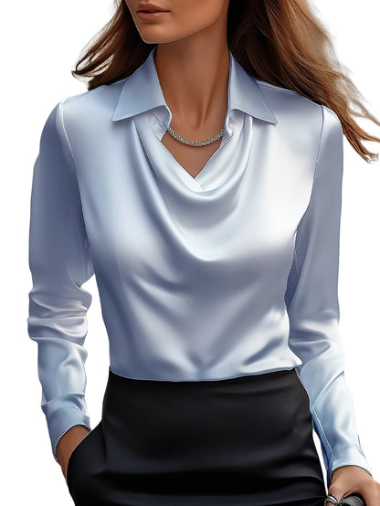 Dionne - Elegant Satin Blouse for Women with Long Sleeves