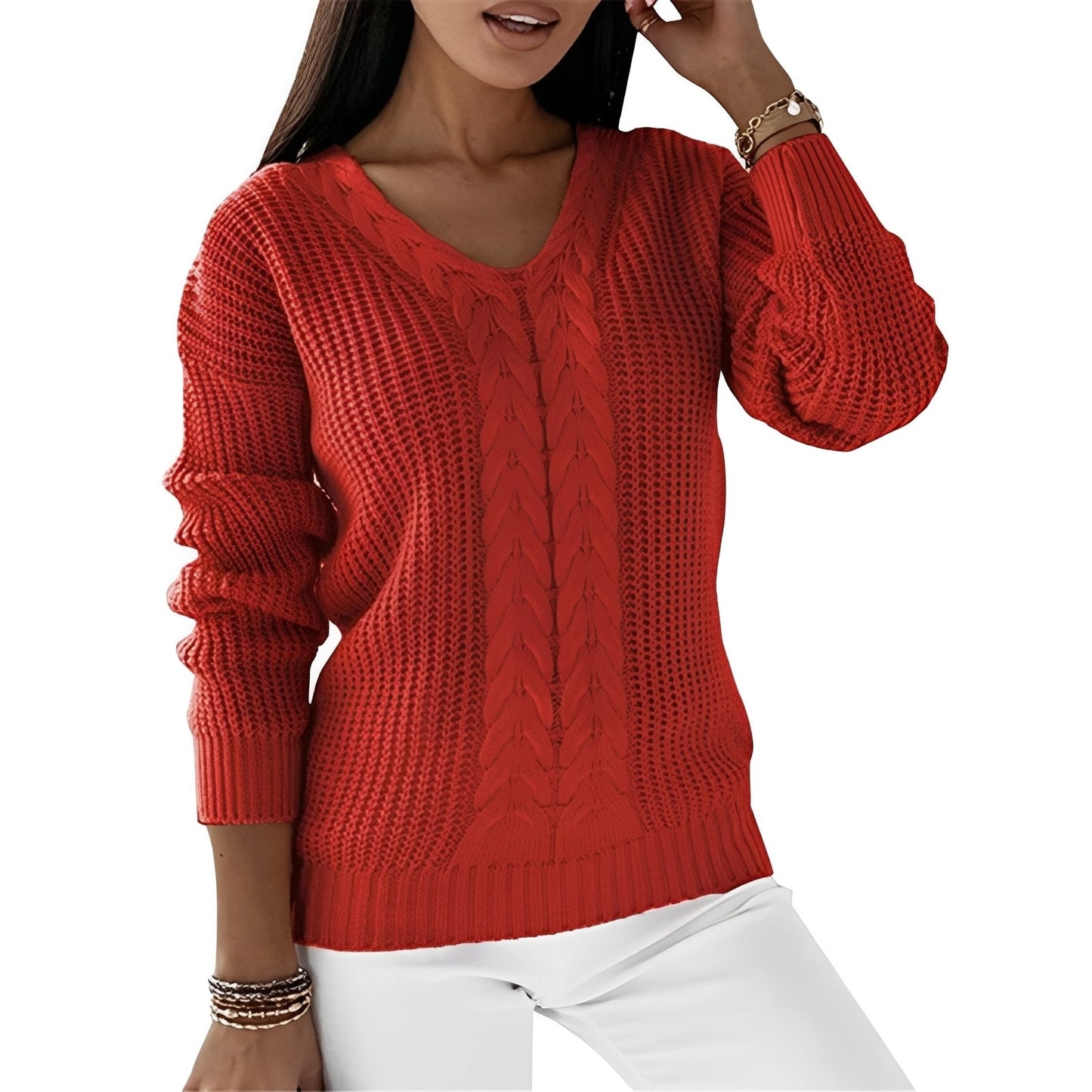 Georgia - Fashionable women's sweater with V-neck